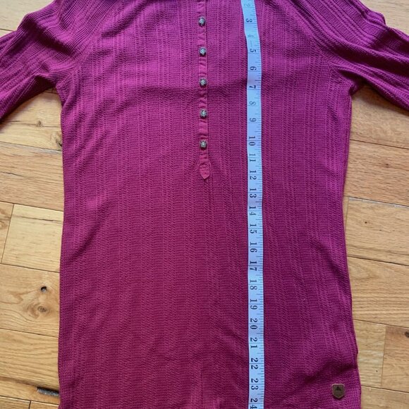 Burton Waffle Knit Hoodie Tunic Top – XS, Fuchsia Pink, Button Front - Picture 6 of 10